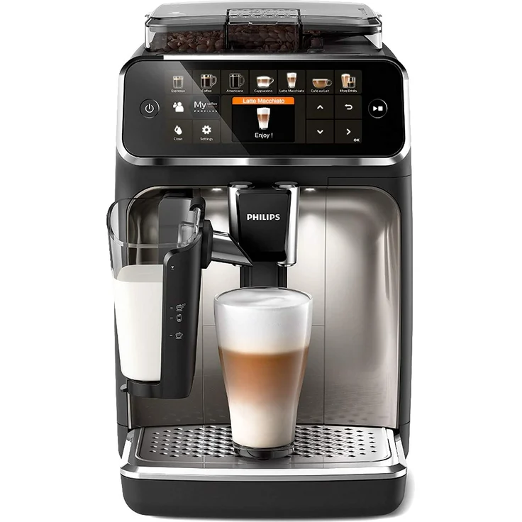 Philips 5400 Serie EP5447-90 Kaffeevollautomat, 12 Kaffeespezialitäten (LatteGo Milchsystem) Matt-Schwarz-verchromt – Bild 2