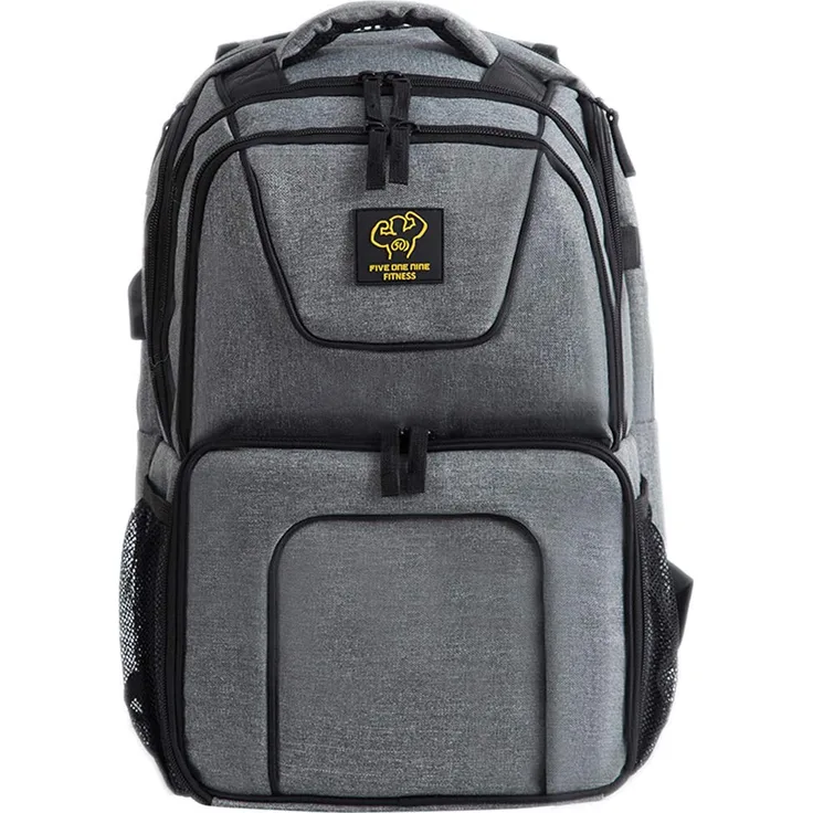 UPGRADED 519 Fitness Meal Prep Rucksack, isoliert, wasserdicht, Kühler, Lunch-Rucksack, Wanderrucksack für Herren und Damen, Picknick-Kühler Rucksack mit 3 Mahlzeit-Behältern und 2 Kühlakkus Large grau