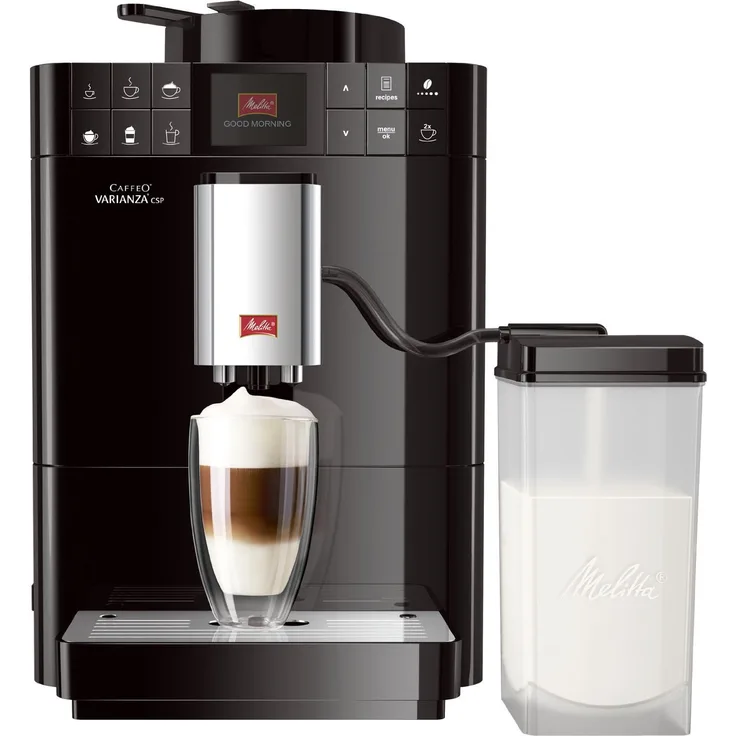 Melitta Caffeo Varianza CSP F570-102, Kaffeevollautomat mit Milchsystem und integriertem Mahlwerk, One Touch Funktion, Schwarz