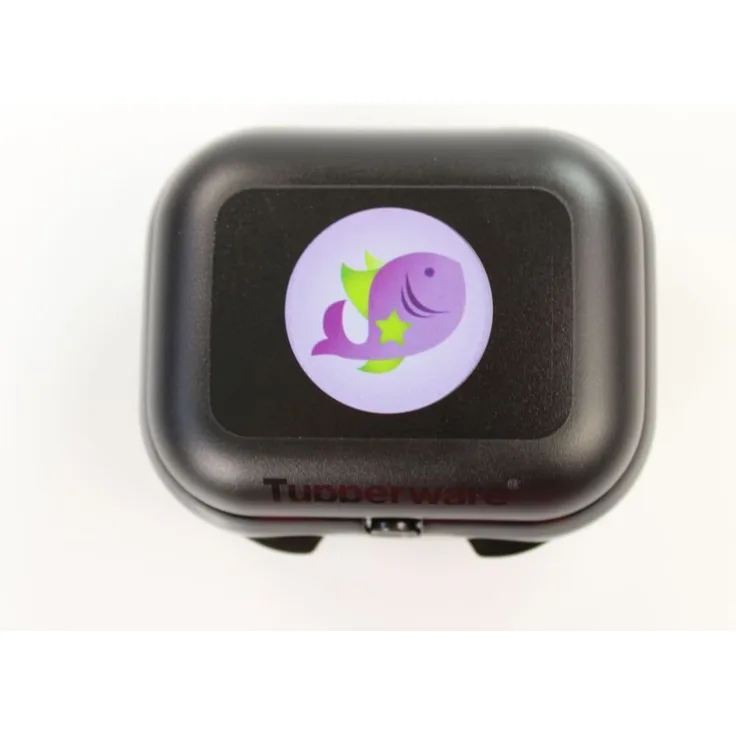 Tupperware B01K1WP6BY To Go Mini-Twin Sternzeichen Fisch Brotdose Behälter, Kunststoff, schwarz, 9.2 x 8.2 x 3.8 cm