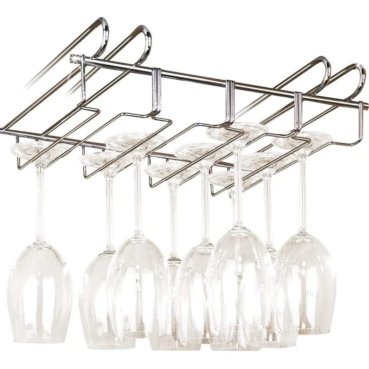 WENKO Schrankeinsatz Gläserhalter - für 12 Gläser, 34 x 8 x 25 cm, silber glänzend