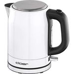 Cloer 4511 Wasserkocher Edelstahl - 2200 W-Wasserstandsanzeige-Trockengeh-und Überhitzungsschutz - 1 Liter, Weiß
