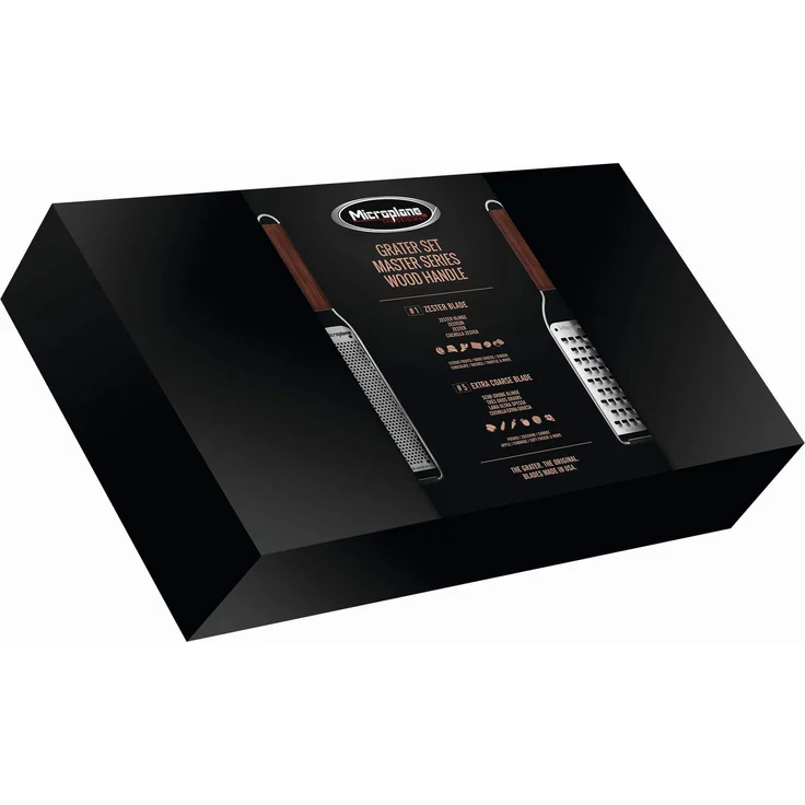 Microplane Reiben-Set Zester & Extra-Grob Walnuss Edelstahl aus der Master Serie für Zitrusfrüchte, Hartkäse, Muskatnuss, Kartoffeln, Karotten und Zucchinis