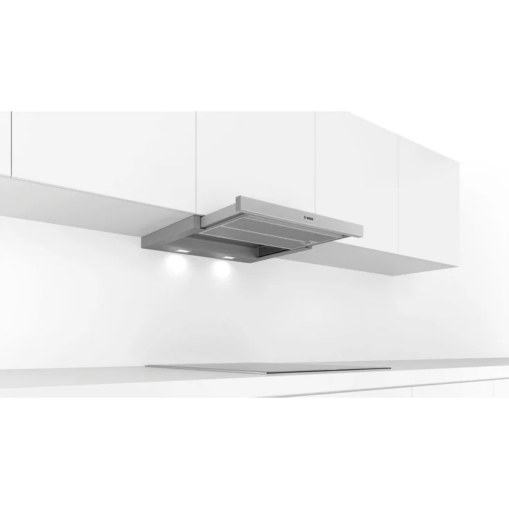 Bosch Serie 4 DFR067A52, Flachschirmhaube, Breite 60 cm, Abluft und Umluft, interner Motor, Metallfettfilter spülmaschinengeeignet, LED-Beleuchtung, Silver Metallic – Bild 2