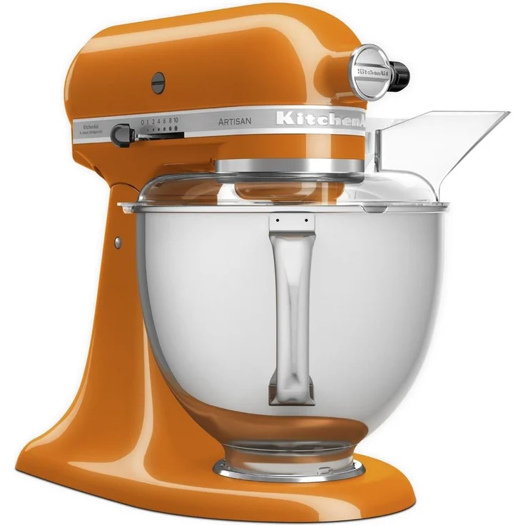 KitchenAid Artisan 5KSM175PSEHY Küchenmaschine mit Direktantrieb, 300W, 4,8 L Edelstahlschüssel, inkl. 3 L polierte Schüssel, Spritzschutz, 10 Geschwindigkeiten, honey, Serie: 5KSM175PS – Bild 2