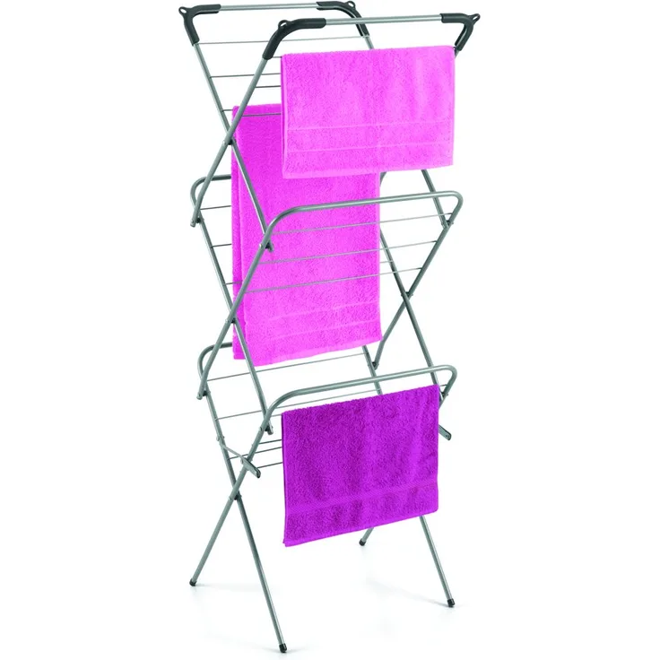 Metaltex 9,5 m extra schmales 3-Tier-Ziehharmonika Wäscheständer Wäschesack, silber