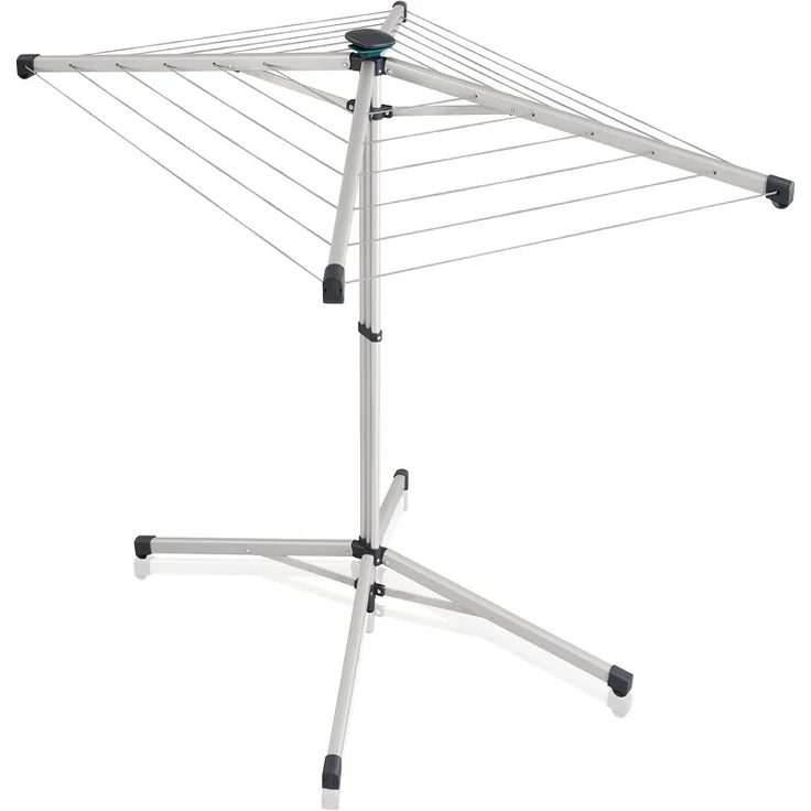 Leifheit Standwäschespinne LinoPop-Up 140, Wäscheständer mit vier Leinenarmen, platzsparender Standtrockner, selbststehende Wäschespinne, 14m Wäscheleine, Öffnung auf Knopfdruck, inkl. Schutzhülle 
