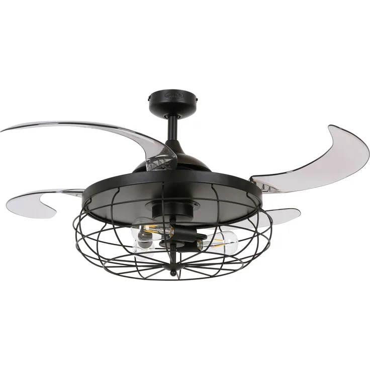 Beacon Deckenventilator Fanaway Industri Schwarz mit Licht