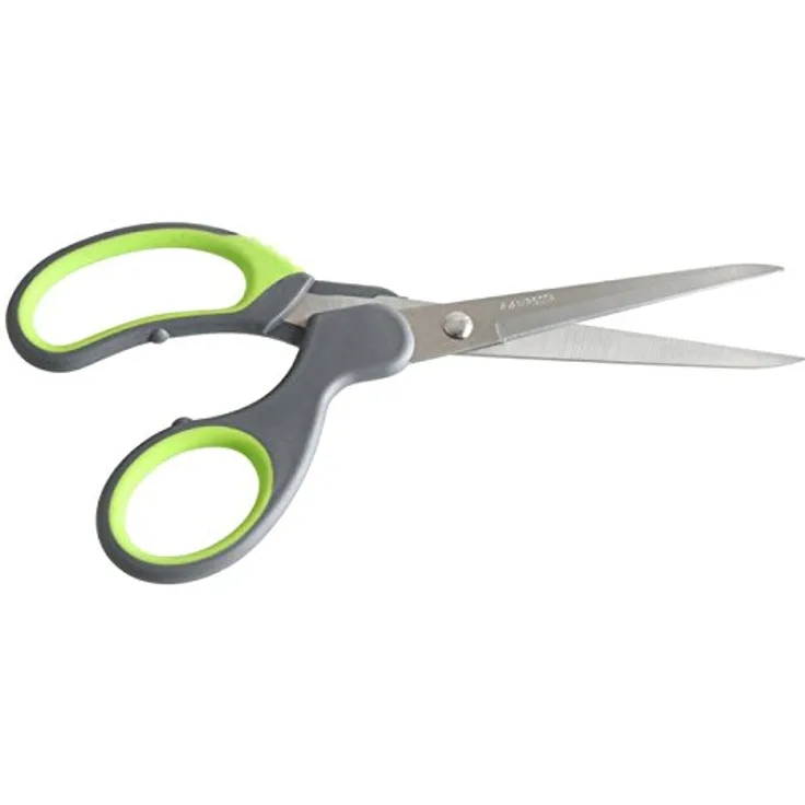 FACKELMANN Softgripschere Nirosta-Praktika 22cm in grau-grün-Silber, Klinge: Edelstahl, Griff: Kunststoff, ca