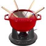Staub Fondueset, Induktionsgeeignet, Gusseisen, Kirschrot, 18 cm Durchmesser, rot