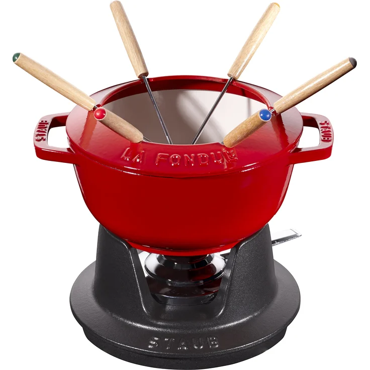 Staub Fondueset, Induktionsgeeignet, Gusseisen, Kirschrot, 18 cm Durchmesser, rot – Bild 1