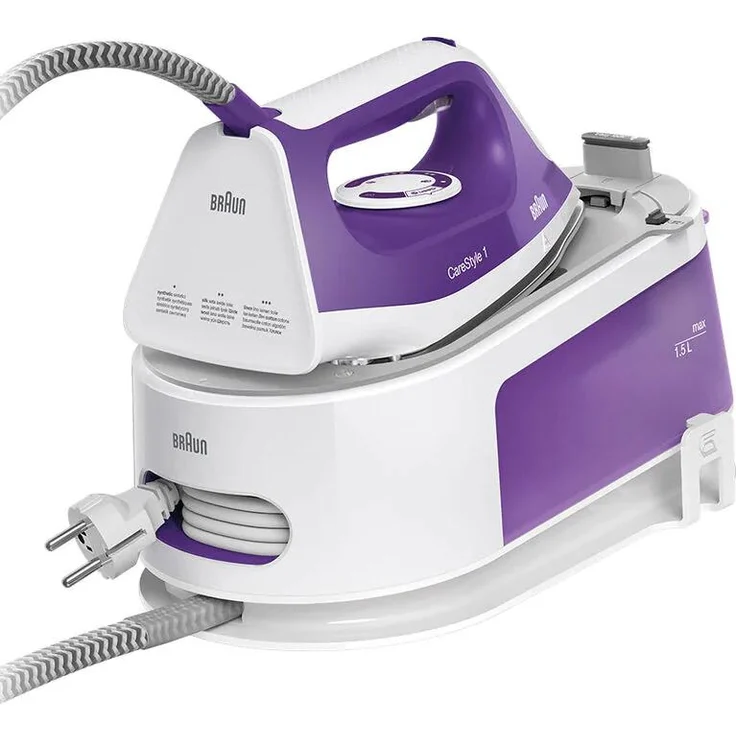 Braun IS1014VI CareStyle 1 Dampfbügelstation, 6 Bar, 120 g-min Dampf, 360 g-min Extra-Dampf, Freeglide-Bügelsohle, weiß violett – Bild 1