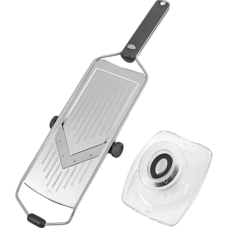 RÖSLE Hobel mit V-Klinge inkl. Gemüsehalter, Edelstahl 18-10, Klinge fünffach verstellbar, Profiqualität – Bild 2