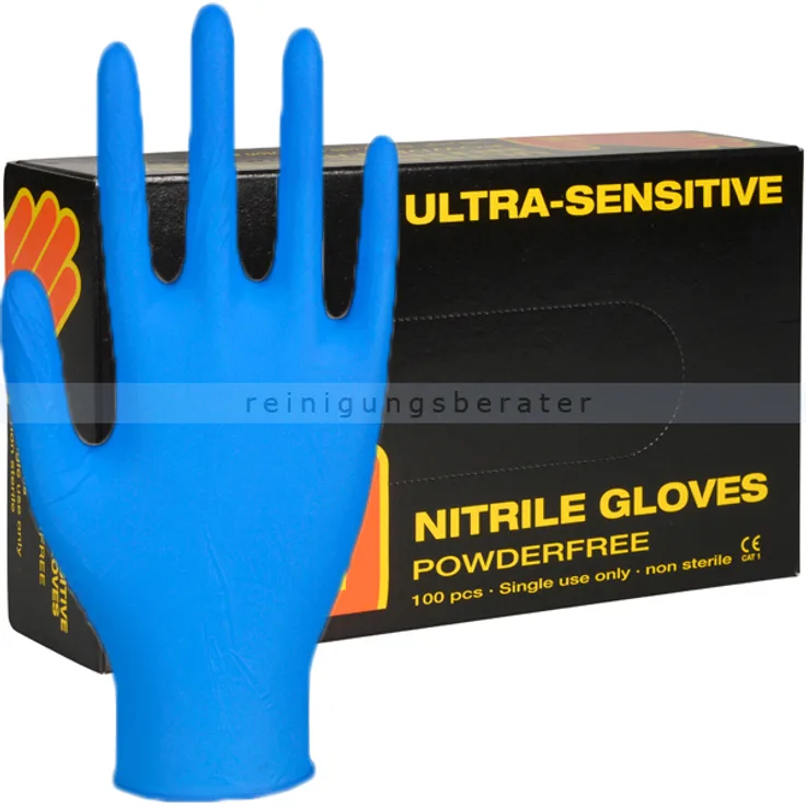 Abena Nitrilhandschuhe Ultra Sensitive blau M Gr. 8, untsterile Nitrilhandschuhe, 100 Stück/Box