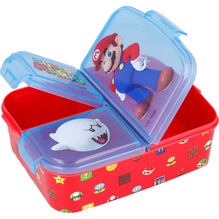 Super Mario Kinder Premium Brotdose Lunchbox Frühstücks-Box Vesper-Dose mit 3 Fächern – Bild 1
