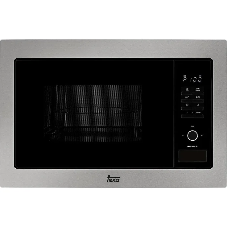 Teka MWE255FI IX Mikrowelle mit Grill, Einbaugerät, 900 W, 25 L Garraum, Innenraum Edelstahl, schwarz, edelstahl