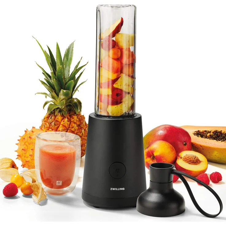 ZWILLING Standmixer, Smoothie Maker, Inkl. Trinkflasche mit Verschluss, 600 ml, 300 Watt, Edelstahl-Kunststoff, Schwarz – Bild 1