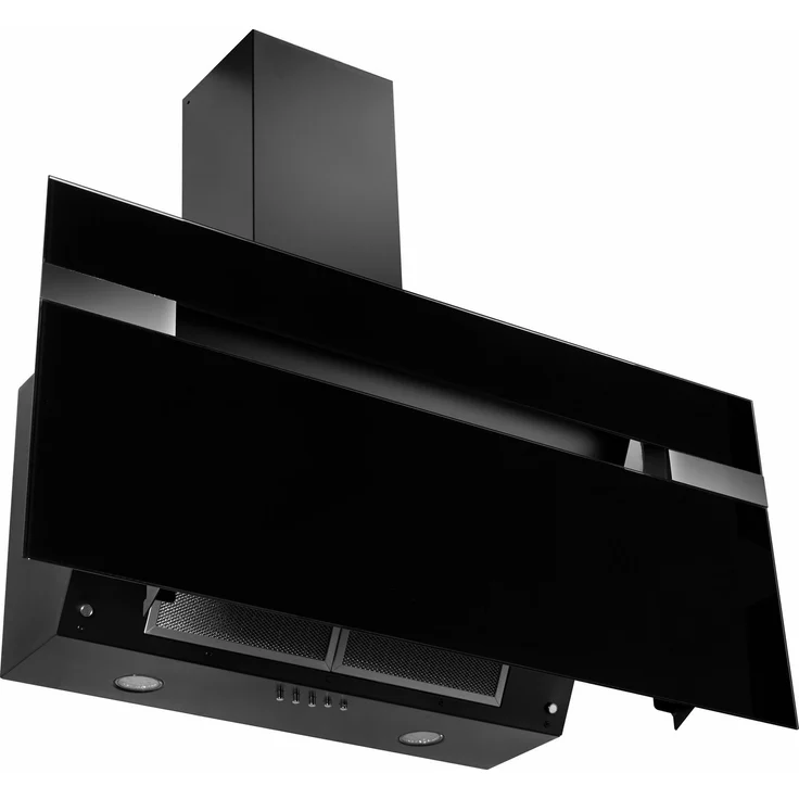 Amica Straight Black KH 17403 S, Motorhaube, Kamin abgewinkelt, Breite: 90 cm, Tiefe: 37.5 cm, Absaugung und Rückführung (mit zusätzlichem Rückführungsset), Schwarzes Glas – Bild 3