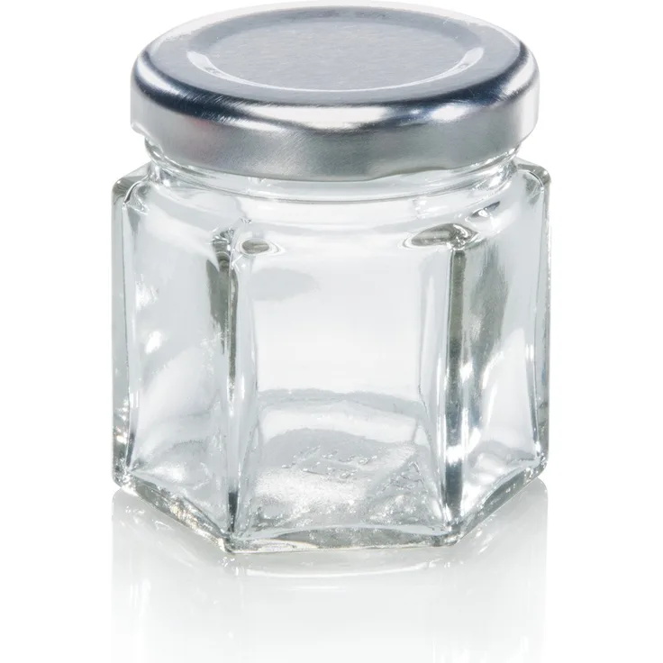 Leifheit Sechskantglas 47ml, Einmachglas, Weckglas ideal für Eingemachtes, dekoratives Vorratsglas, ideal zum Verschenken von Kleinigkeiten, spülmaschinengeeignet, made in germany