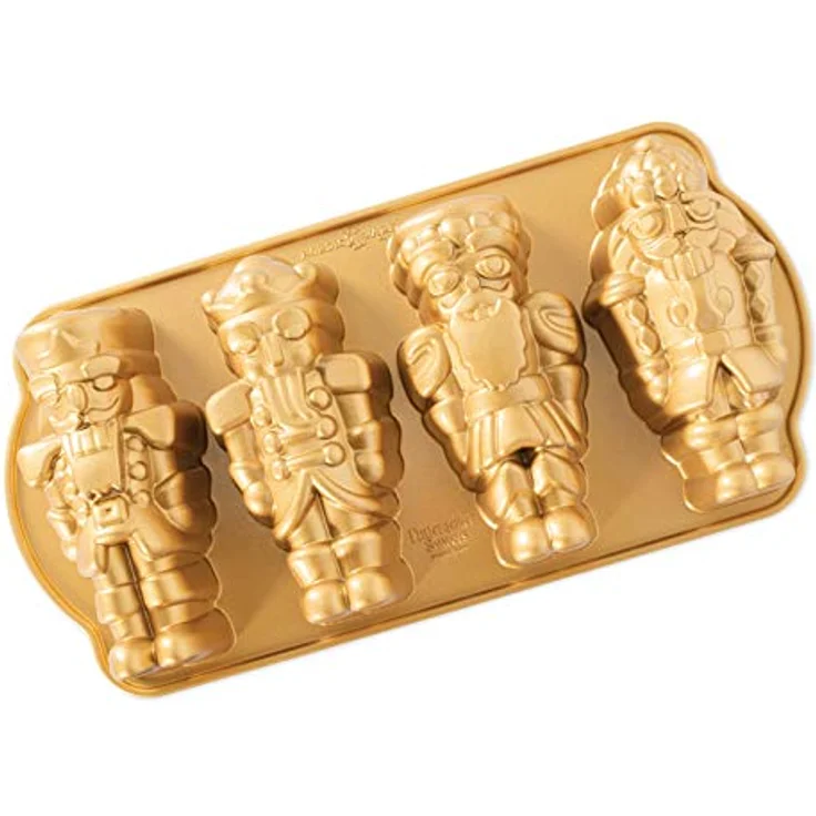 Nordic Ware Kuchenform mit Nussknackern, für 6 Tassen, goldfarben