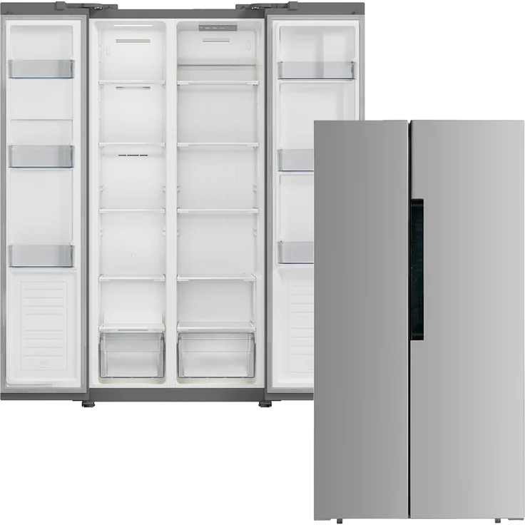 PKM Side-by-Side-Kühlschrank, freistehend, silber, NoFrost, Breite 83.6 cm – Bild 1
