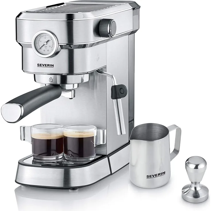 SEVERIN Espresa Plus KA 5995 Espressomaschine (ca. 1350 W, massiver und professioneller Siebträger inkl. Starterset und Manometer, einstellbare Temperatur und speicherbare Tassenfüllmenge)
