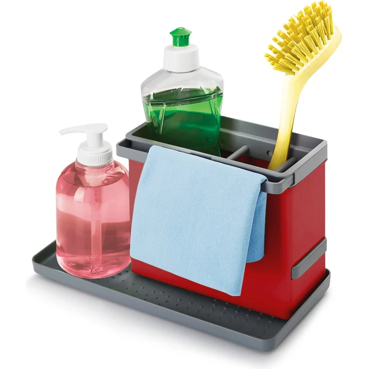 Metaltex Tidytex Spülbecken-Organizer, Kunststoff Abs, Rot- Grau, 24 x 13 x 14 cm – Bild 2