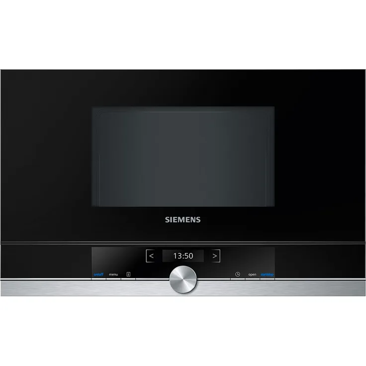 Siemens BF634LGS1 iQ700 Mikrowelle, Einbaugerät, 900 Watt, 21 Liter Garraum, Edelstahl, LED-Innenbeleuchtung, TFT-Display