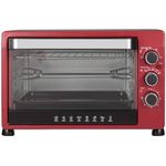 Woltu Minibackofen & Toastofen mit Krümelblech Timer, 32 Liter 1600W rot-schwarz