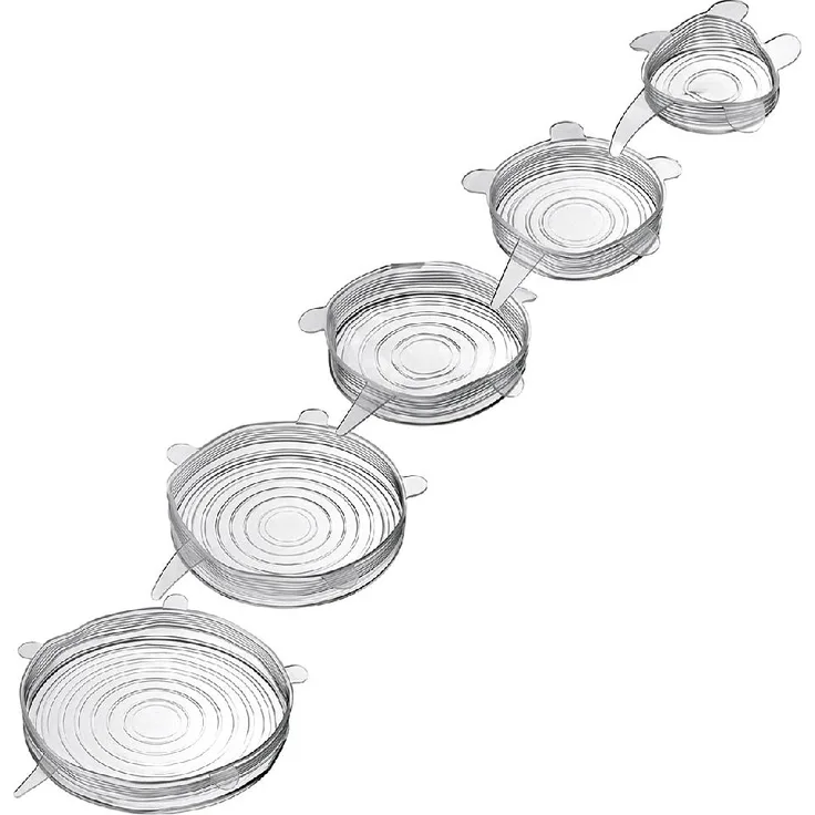 Westmark 5 Stretch-Frischhaltedeckel aus Silikon, für rund & eckig, wiederverwendbar, dehnbar, BPA-frei, klar, 23262260