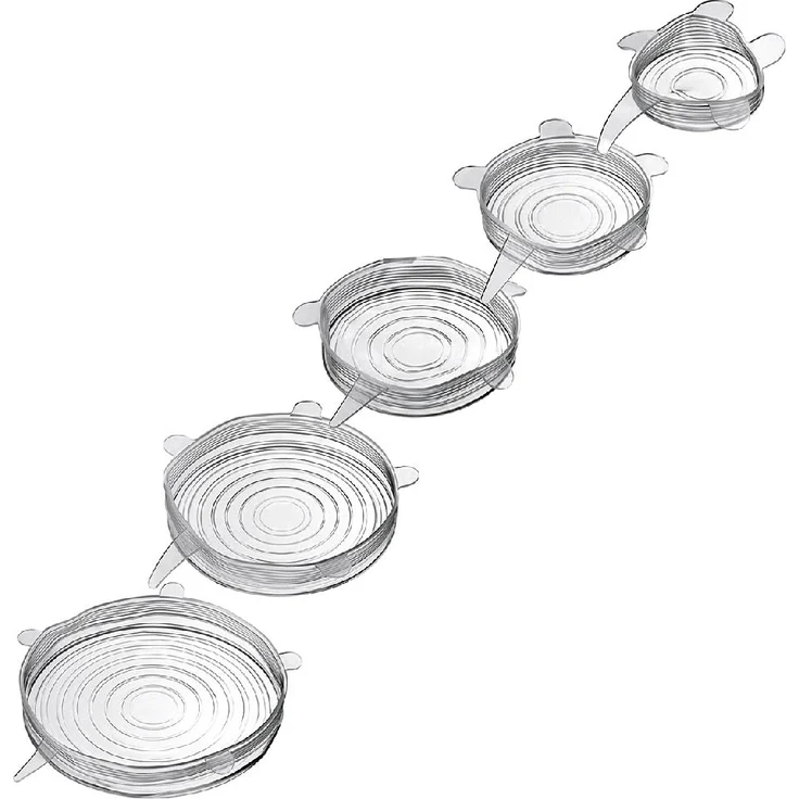Westmark 5 Stretch-Frischhaltedeckel aus Silikon, für rund & eckig, wiederverwendbar, dehnbar, BPA-frei, klar, 23262260