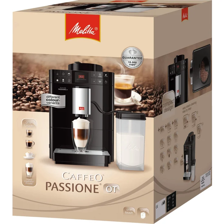 Melitta Caffeo Passione OT F531-101, Kaffeevollautomat mit Milchsystem und integriertem Mahlwerk, One Touch Funktion, Silber – Bild 10