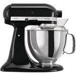 KitchenAid Artisan 5KSM175PSE Küchenmaschine mit Direktantrieb, 300W, 4,8 L Edelstahlschüssel, inkl. 3 L polierte Schüssel, Spritzschutz, 10 Geschwindigkeiten, onyx schwarz, Serie: 5KSM175PS