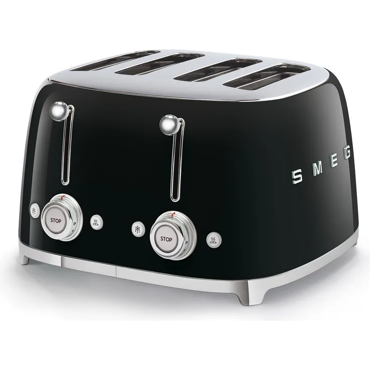 Smeg TSF03BLEU 4-Scheiben-Toaster, 2000W, 6 Bräunungsstufen, Metall, schwarz