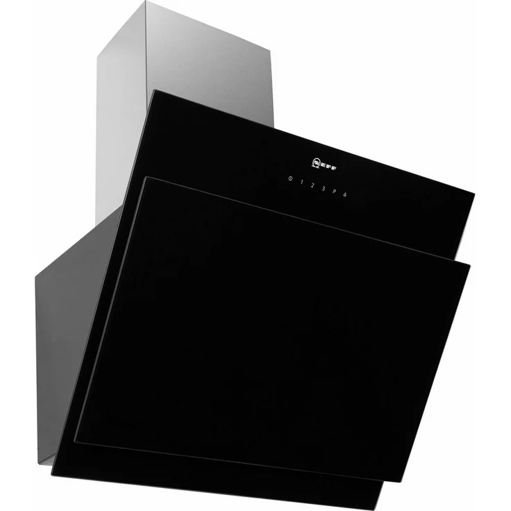 Neff DIHM651S (D65IHM1S0), Wandhaube, Wandmontage, Kamin abgewinkelt, Breite 60 cm, Abluft und Umluft, mit internem Motor, Klarglas schwarz bedruckt – Bild 2