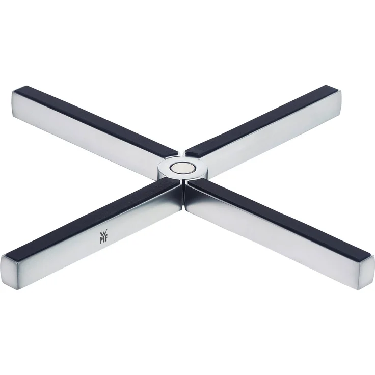 WMF MisterX Topfuntersetzer, klappbar, 19 x 19 cm, Cromargan Edelstahl mattiert, Silikonauflage, platzsparend
