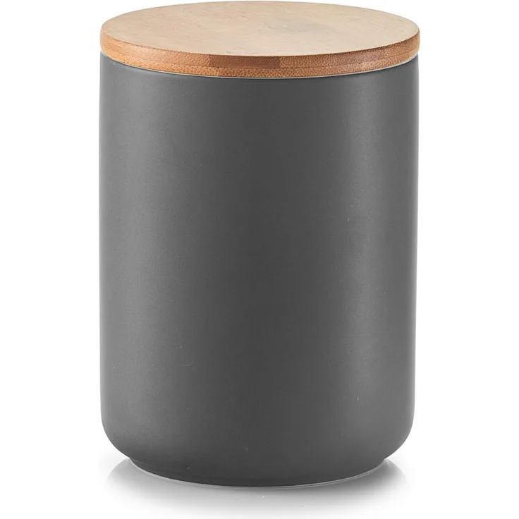 Zeller 19826 Vorratsdose, mit Bamboodeckel, 650 ml, Keramik, ca. 10 x 10 x 13,5 cm