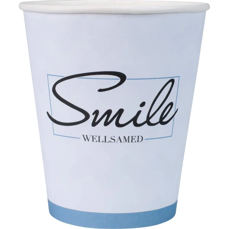 wellsamed 151277 1000 Stück wellsacup Einwegbecher Pappbecher Trinkbecher Becher Papierbecher Einweg Papier 0,18 Liter Smile, Polymerbeschichtet