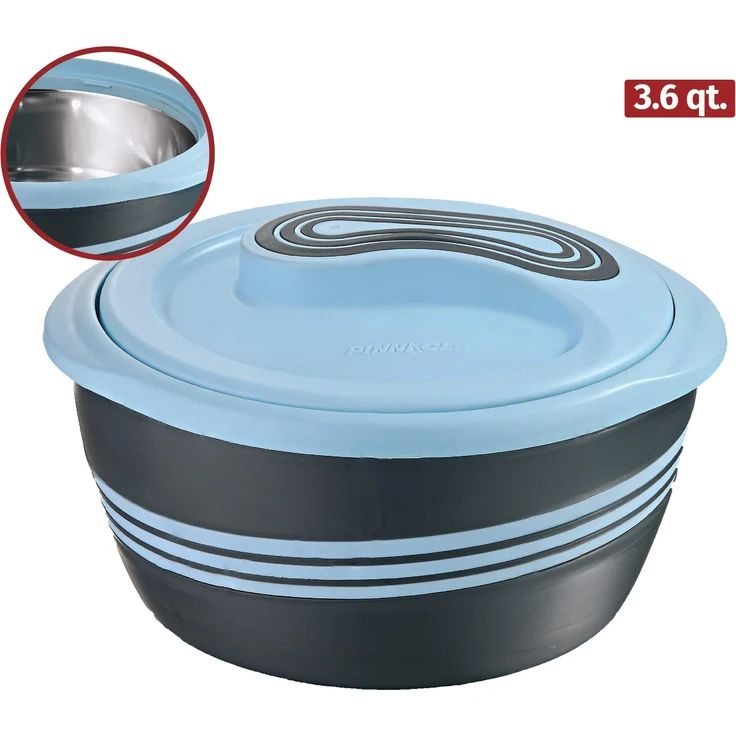 Pinnacle Servierschüssel für Salat - Suppenteller - Thermo-Schüssel mit Deckel - tolle Schüssel für Urlaub, Abendessen und Party 3er Set 3,6 qt Blau – Bild 1