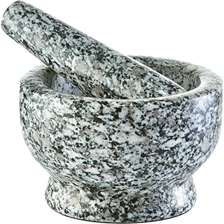 Zeller 24503 Mörser und Stößel-Set, Granit, grau, ca. 13 x 13 x 8 cm – Bild 1
