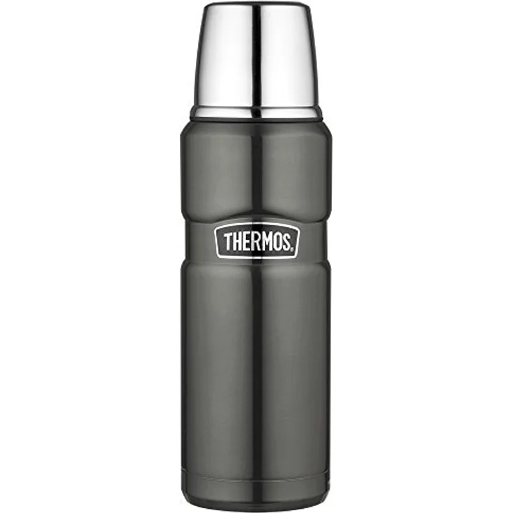 Kleine King Thermos-Kanne grau, aus Edelstahl, hält heiß oder kalt, 470 ml – Bild 1