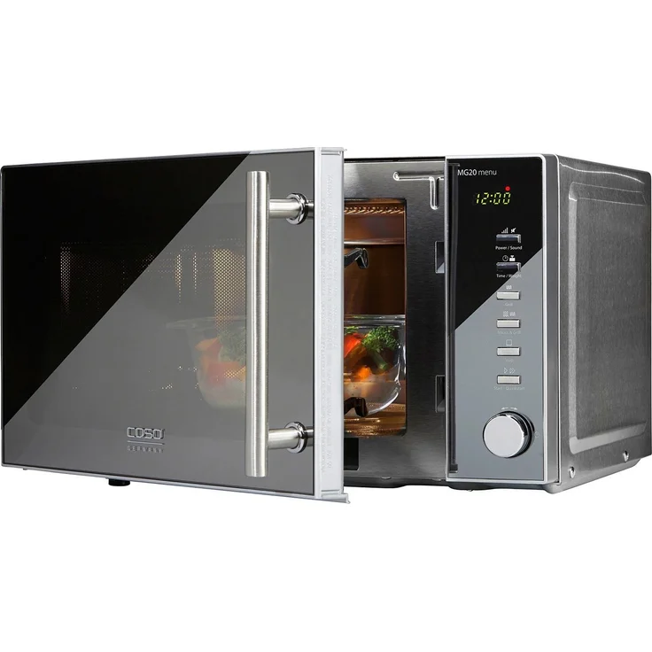 Caso MG20 menu Design Mikrowelle mit Grill 2in1 , Standgerät, 800 Watt, 20 Liter Garraum, Grill, 2 Kombiprogramme & 14 automatische Kochprogramme, Innenraum Edelstahl, Grün – Bild 4