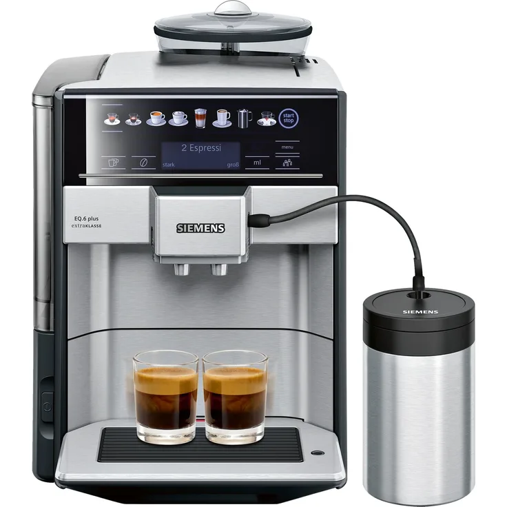 Siemens TE657F03DE EQ.6 plus Extraklasse Kaffeevollautomat inklusive Milchsystem, Edelstahl