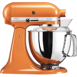 KitchenAid Artisan 5KSM175PSETG Küchenmaschine mit Direktantrieb, 300W, 4,8 L Edelstahlschüssel, inkl. 3 L polierte Schüssel, Spritzschutz, 10 Geschwindigkeiten, orange, Serie: 5KSM175PS
