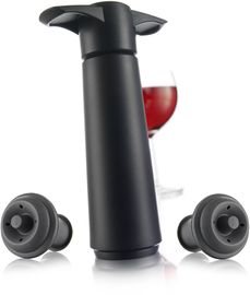 Vacu Vin 09814606 Weinpumpe schwarz mit 2 Stopfen