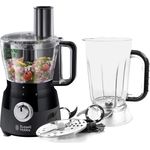 Russell Hobbs Küchenmaschine Matt Schwarz (1,5l Standmixer-Aufsatz & 2,5l Rührschüssel, Edelstahlscheibe zum Schneiden & Raspeln, Teigwerkzeug, Emulgiereinsatz) Food Processor 24732-56