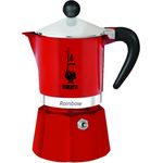 Bialetti Rainbow Espressokocher, Aluminium, rot, 1 Tasse
