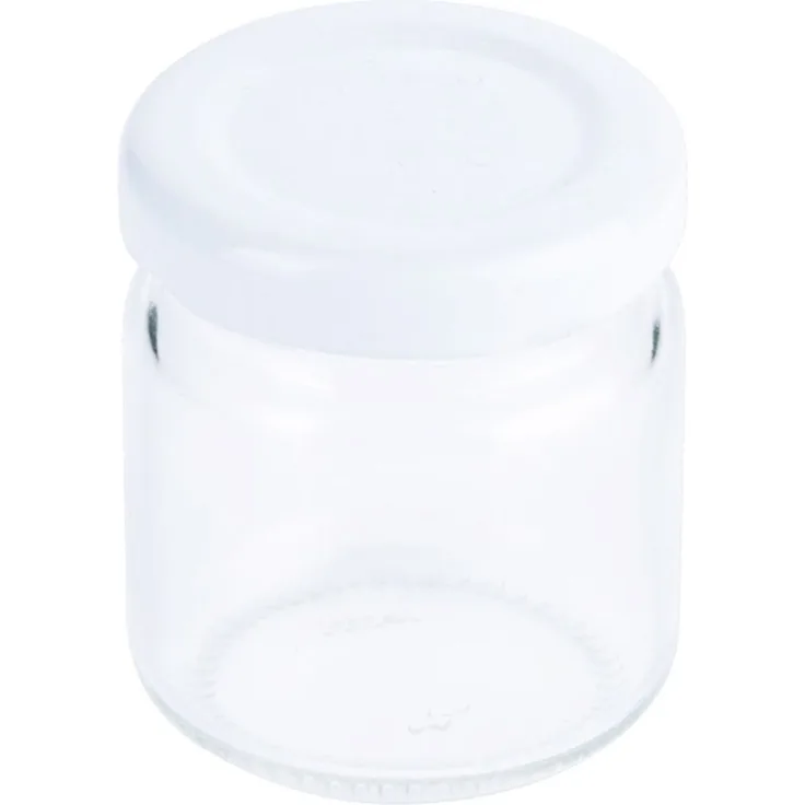 Contacto 8 Stück Marmeladenglas 50 ml mit weißem Deckel, im Tray, Ø 4,5 cm