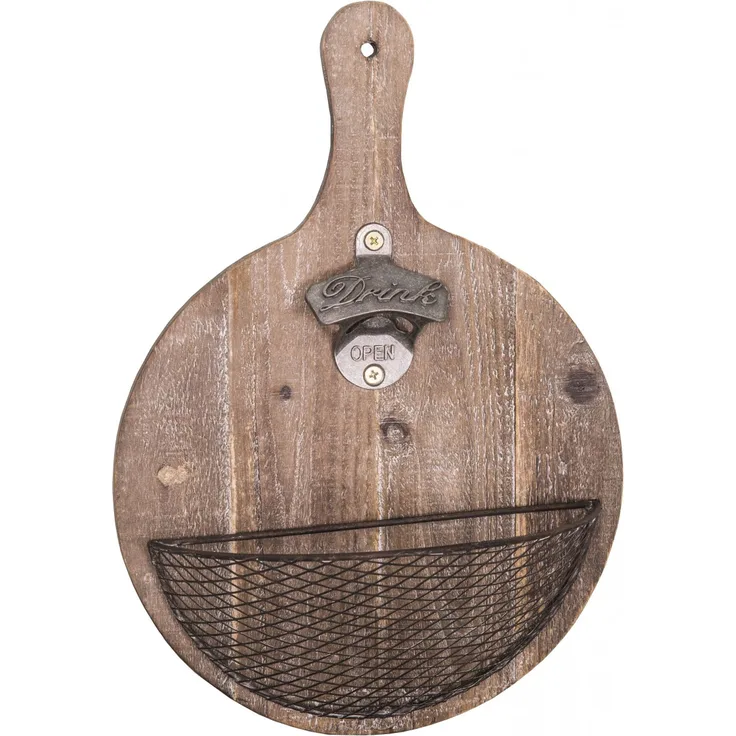 Flaschenöffner Wand Kapselheber Bierflaschenöffner Holz Antic Line SEB16160