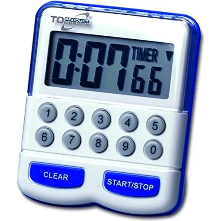 TFA Dostmann Elektronischer Timer und Stoppuhr, Kurzzeitmesser digital, Küchentimer, weiß-blau, 38.2010